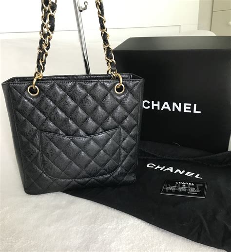 chanel petite shopping tote black|large zipped shopping bag chanel.